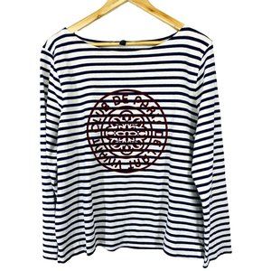 J. Crew Navy and White Striped Blouse